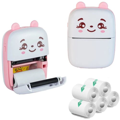 Drukarka EXTRALINK EPP-001 Złącze USB Różowy + Papier termiczny samoprzylepny (5 szt.)