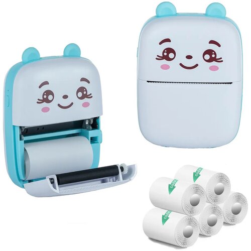 Drukarka EXTRALINK EPP-002 Złącze USB Niebieski + Papier termiczny samoprzylepny (5 szt.)