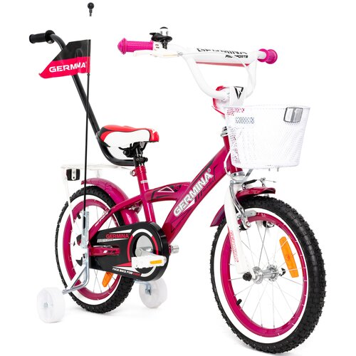 Rower dziecięcy GERMINA BMX 16 cali dla dziewczynki Fuksja