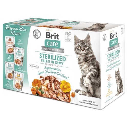 Karma dla kota BRIT CARE Fillets in Gravy Sterilized Flavour box pouch 12 x 85 g
