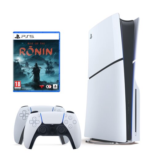Konsola SONY PlayStation 5 Slim + 2 Kontrolery SONY DualSense Biały + Rise of the Ronin Gra PS5