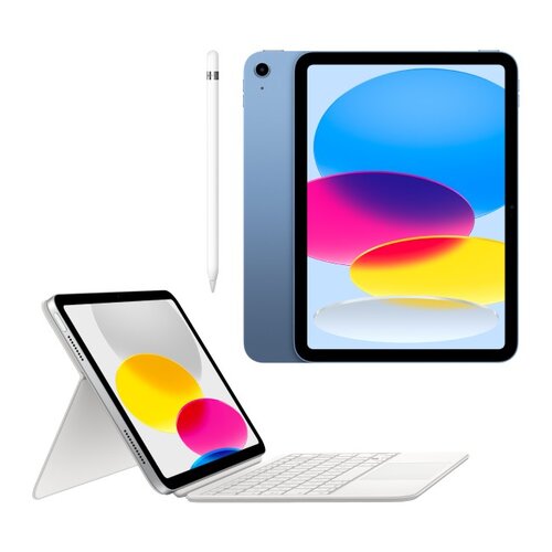 Tablet APPLE iPad 10.9" 10 gen. 64 GB Wi-Fi + Etui na iPad APPLE Magic Keyboard Folio + Rysik APPLE (1. gen) MQLY3ZM/A (z przejściówką Lightning)