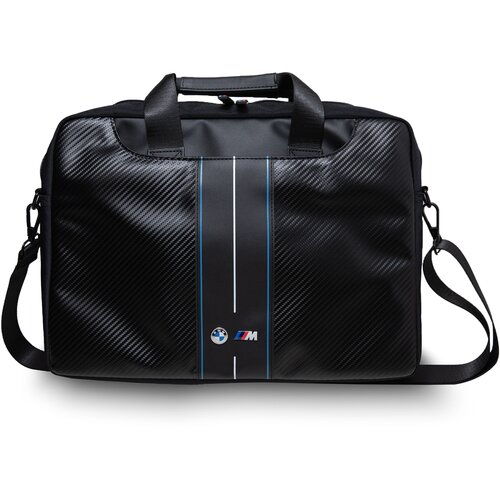 Torba na laptopa BMW Carbon Blue Stripes 16 cali Czarny