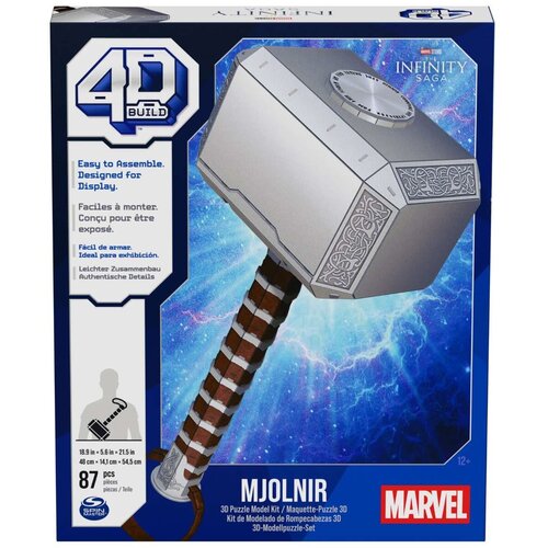 Puzzle 3D SPIN MASTER Bulid Marvel Młot Thora Mjolnir (87 elementów)