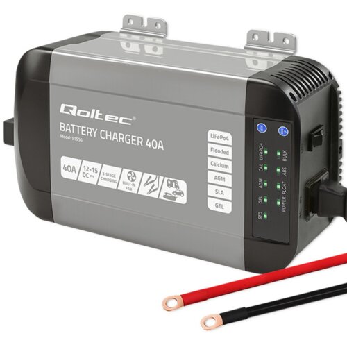 Inteligentna ładowarka QOLTEC Monolith 51956 do akumulatorów LIFEPO4 AGM GEL SLA 40A 12V