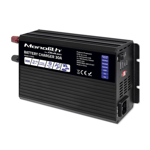 Inteligentna ładowarka QOLTEC Monolith 51955 do akumulatorów LIFEPO4 AGM GEL SLA 30A 12V