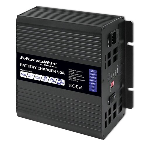 Inteligentna ładowarka QOLTEC Monolith 51957 do akumulatorów LIFEPO4 AGM GEL SLA 50A 12V