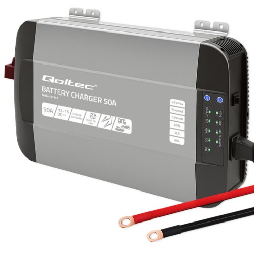 Inteligentna ładowarka QOLTEC Monolith 51957 do akumulatorów LIFEPO4 AGM GEL SLA 50A 12V