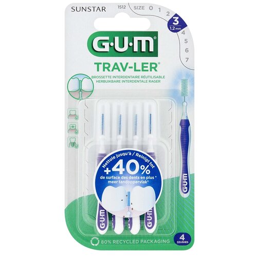 Szczoteczki międzyzębowe SUNSTAR GUM Trav-Ler 1.2 mm Fioletowy (4 szt.)