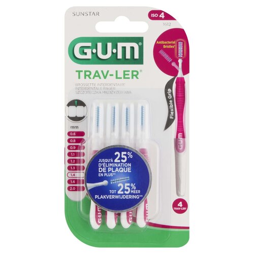 Szczoteczki międzyzębowe SUNSTAR GUM Trav-Ler 1,4 mm Różowy (4 szt.)