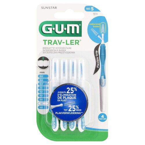 Szczoteczki międzyzębowe SUNSTAR GUM Trav-Ler 1.6 mm Niebieski (4 szt.)