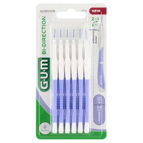 Szczoteczka międzyzębowa SUNSTAR GUM Bi-Direction 0.6 mm Fioletowy (6 sztuk)