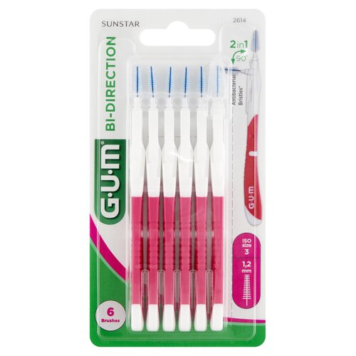 Szczoteczka międzyzębowa SUNSTAR GUM Bi-Direction 1.2 mm Różowy (6 sztuk)