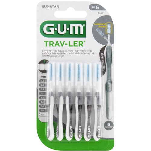 Szczoteczki międzyzębowe SUNSTAR GUM Trav-Ler 2.0 mm Szare (6 szt.)
