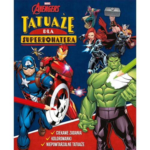 Książka z zadaniami Marvel Avengers Tatuaże dla superbohatera (miękka okładka)