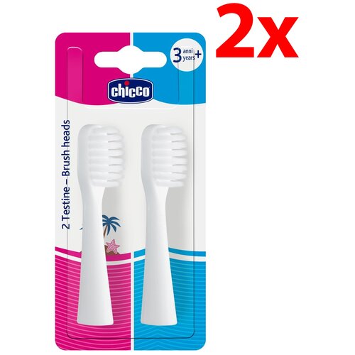 Oryginalna końcówka szczoteczki CHICCO 3+ (2 szt.) (Bardzo miękkie włosie)