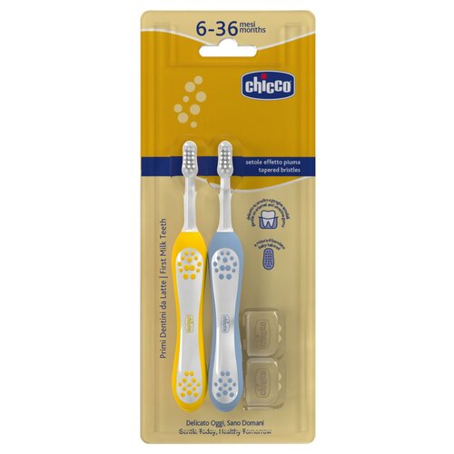 Szczoteczka do zębów CHICCO 6-36 m (2 sztuki) Żółty i fioletowy