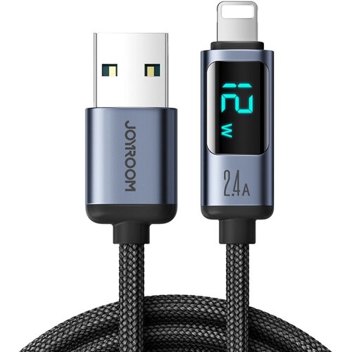 Kabel USB-A - Lightning JOYROOM z wyświetlaczem LCD 2. A 1.2m Czarny