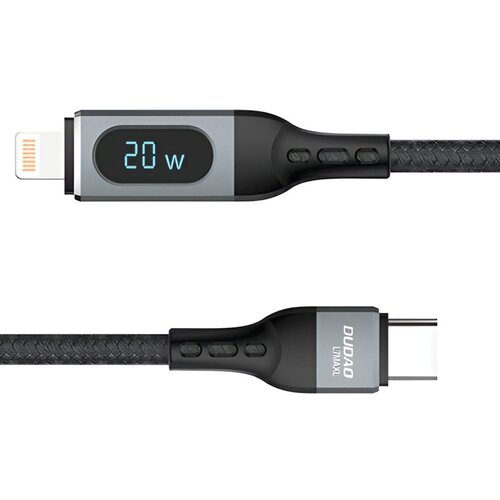 Kabel USB-C - Lightning DUDAO z wyświetlaczem LCD 20W 1 m Czarny