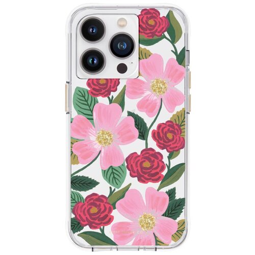 Etui RIFLE PAPER CO. Clear do Apple iPhone 14 Pro Czerwony