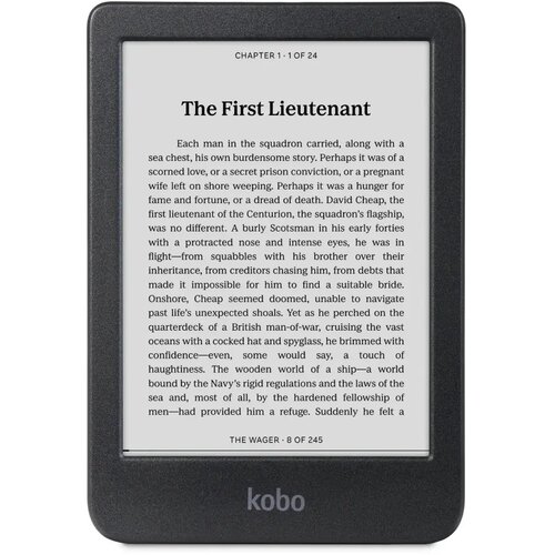 Czytnik e-booków KOBO Clara BW 6", Podświetlany ekran, Wi-Fi, Bez reklam Czarny