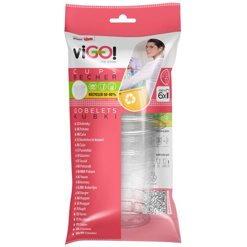 Kubki plastikowe VIGO 7332625 250 ml Przeźroczysty (6 sztuk)
