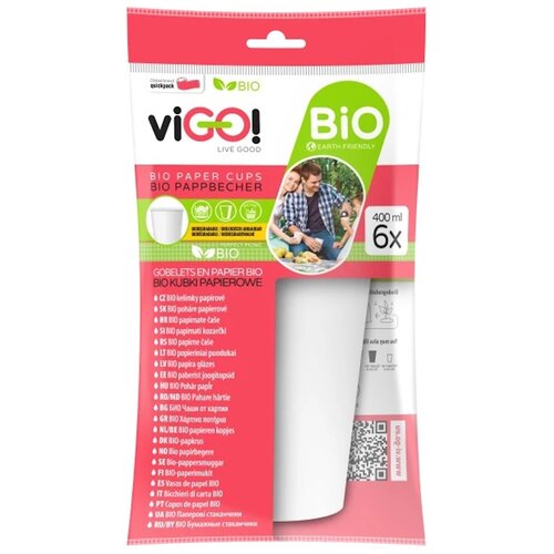 Kubki papierowe VIGO Bio Biały 400 ml (6 szt.)