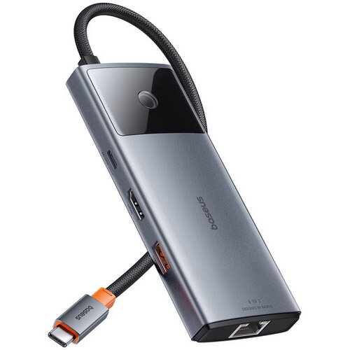 Hub BASEUS Metal Gleam Series II 6w1 USB Typu C, Pasywny Szary