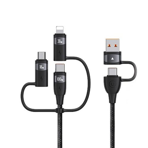 Kabel USB/USB-C - USB-C/MicroUSB/Lightning USAMS U85 100W PD Fast Charge 2 m Czarny