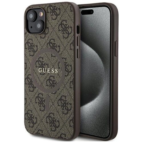 Etui GUESS 4G Collection Leather Metal Logo MagSafe do Apple iPhone 14 Plus/15 Plus Brązowy