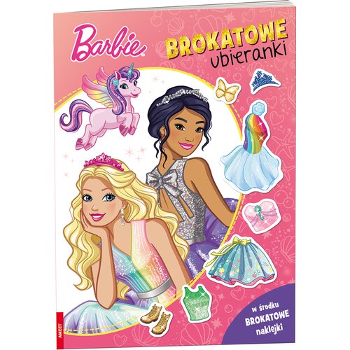 Książka z zadaniami Barbie Dreamtopia Brokatowe ubieranki (miękka okładka)
