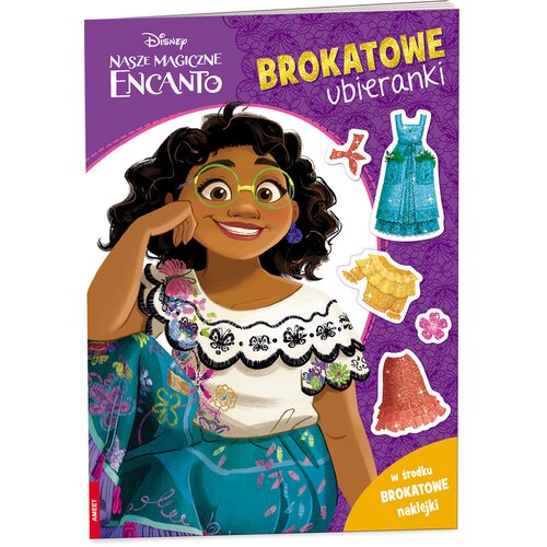 Książka z zadaniami Disney Nasze magiczne Encanto Brokatowe ubieranki (miękka okładka)