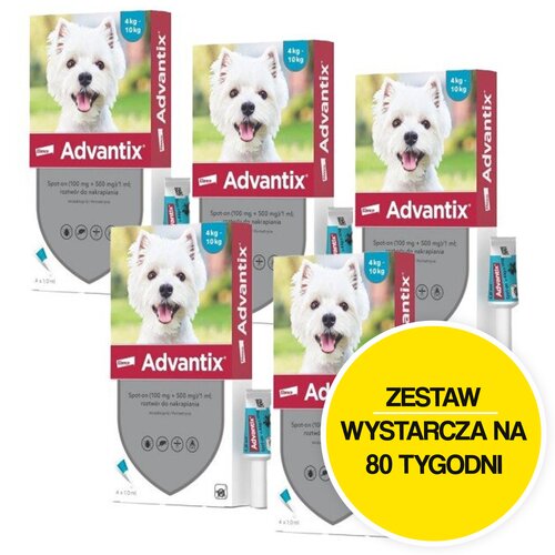 Krople na pchły i kleszcze BAYER Advantix Spot-on Małe psy (4-10 kg) 20 x 1 ml