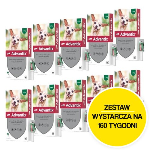 Krople na pchły i kleszcze BAYER Advantix Spot-on Bardzo małe psy (do 4 kg) 40 x 0.4 ml