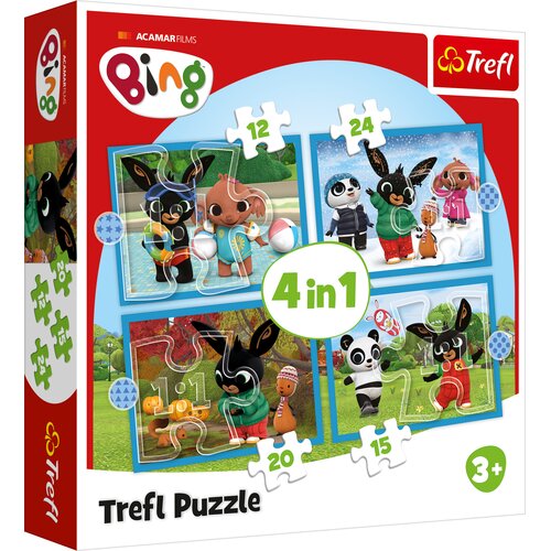 Puzzle TREFL Wesoły Bing 4w1 34631 (71 elementów)