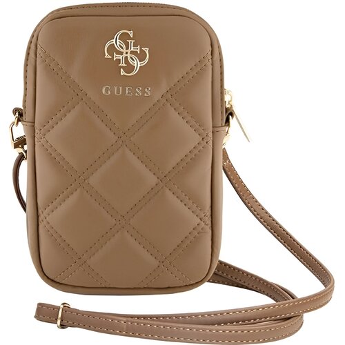 Torebka GUESS Zip Quilted 4G Brązowy