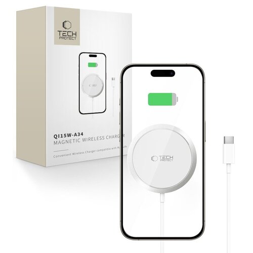 Ładowarka indukcyjna TECH-PROTECT QI15W-A34 Magnetic Magsafe 15W Biały