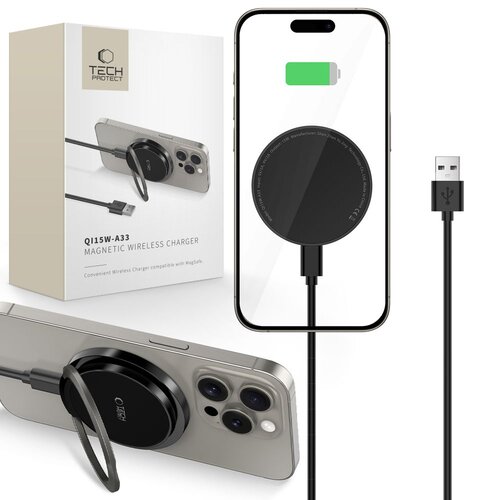 Ładowarka indukcyjna TECH-PROTECT QI15W-A33 Magnetic MagSafe 15W Czarny