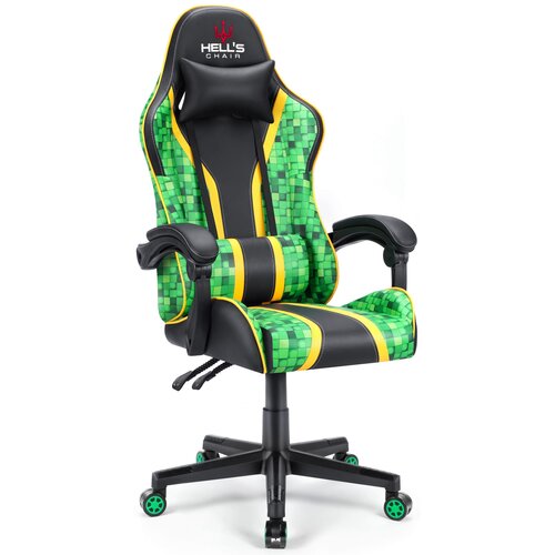 Fotel HELL'S CHAIR HC-1005 Cube Zielono-czarny
