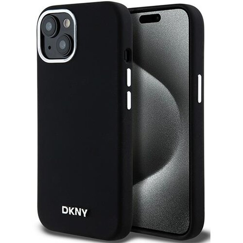 Etui DKNY Liquid Silicone Small Metal Logo MagSafe do Apple iPhone 13/14/15 Czarny