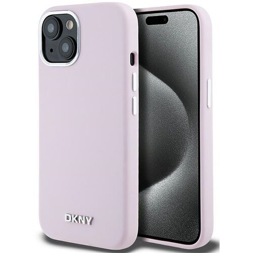 Etui DKNY Liquid Silicone Small Metal Logo MagSafe do Apple iPhone 13/14/15 Różowy