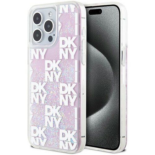 Etui DKNY Liquid Glitter Multilogo do Apple iPhone 15 Pro Max Różowy