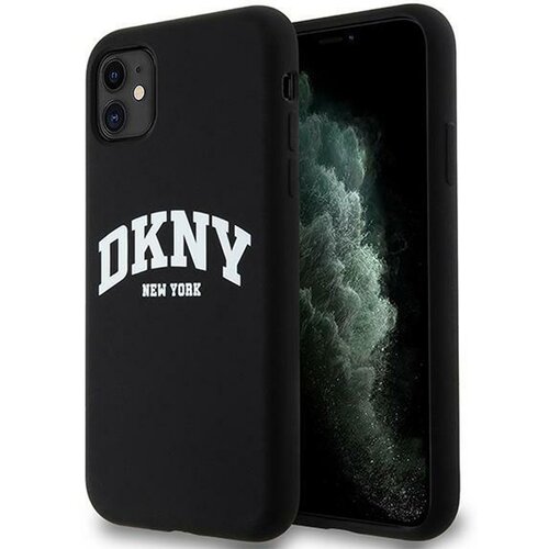 Etui DKNY Liquid Silicone White Printed Logo MagSafe do Apple iPhone 11/Xr Czarny