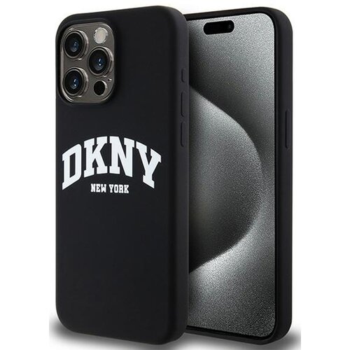 Etui DKNY Liquid Silicone White Printed Logo MagSafe do Apple iPhone 13 Pro Max Czarny