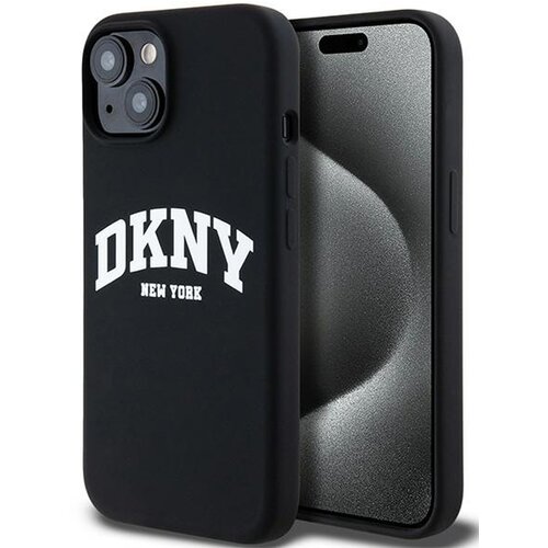 Etui DKNY Liquid Silicone White Printed Logo MagSafe do Apple iPhone 13/14/15 Czarny