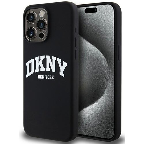 Etui DKNY Liquid Silicone White Printed Logo MagSafe do Apple iPhone 14 Pro Max Czarny