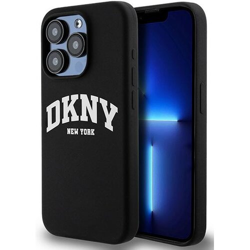 Etui DKNY Liquid Silicone White Printed Logo MagSafe do Apple iPhone 15 Pro Czarny