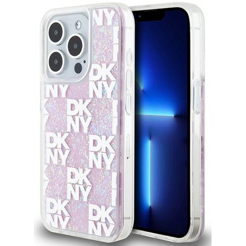 Etui DKNY Liquid Glitter Multilogo do Apple iPhone 15 Pro Różowy