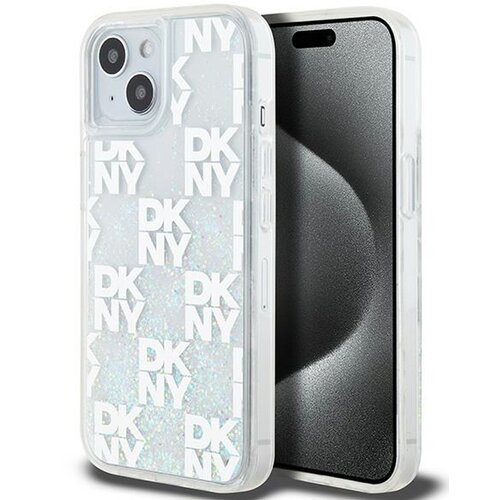 Etui DKNY Liquid Glitter Multilogo do Apple iPhone 13/14/15 Biały