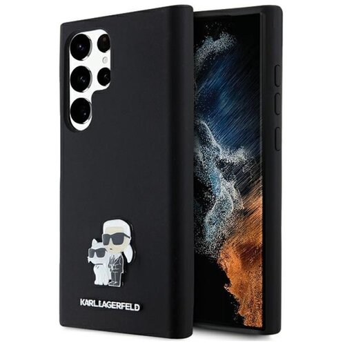 Etui KARL LAGERFELD Silicone Karl&Choupette Metal Pin do Samsung Galaxy S24 Ultra Czarny
